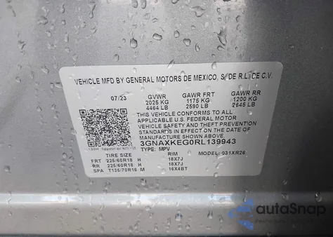 2024 Chevrolet Equinox Fwd Lt z USA, uszkodzony, nr VIN 3GNAXKEG0RL139943